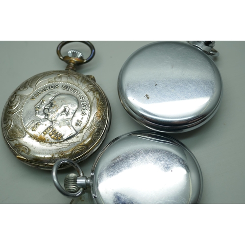 7240 - Three vintage pocket watches including Ingersoll with box