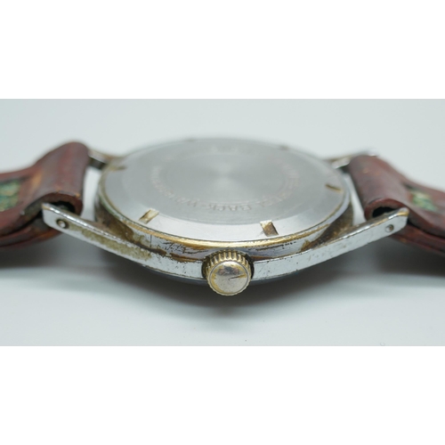 7242 - A 1940s Helma Wasserdicht military style wristwatch with black dial, 35mm including crown