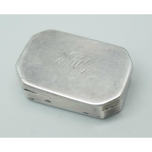 7249 - A Georgian silver vinaigrette with engraved monogram to lid, TH possibly Thomas Holland, London 1799... 