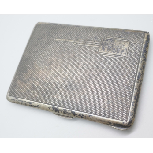 7252 - A small silver cigarette case, Birmingham 1938, 76g, 8.2 x 6.1cm