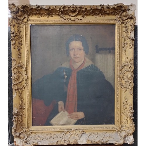 288 - English School (19th Century), portrait of a lady reading, oil on canvas, framed