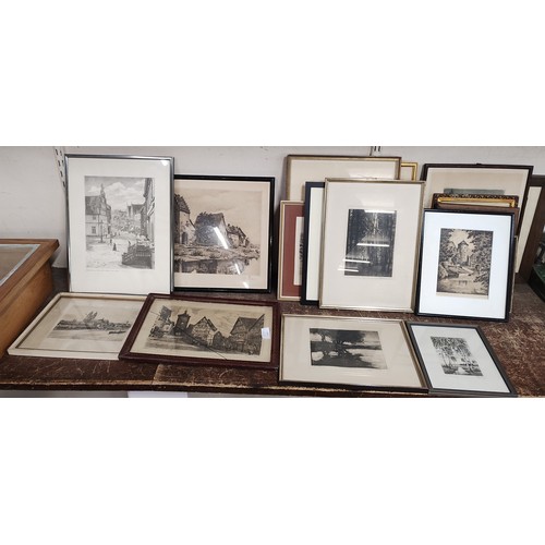 293 - A quantity of assorted etchings