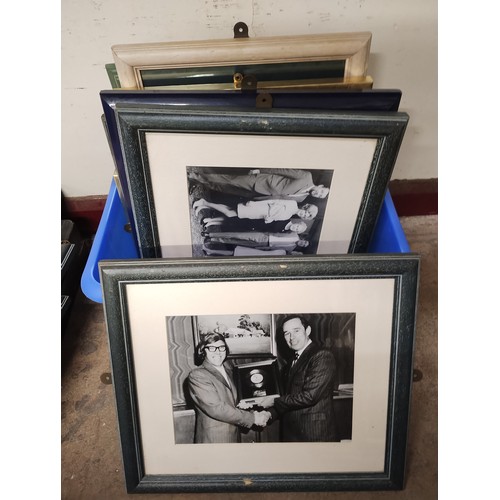 295 - Two boxes of framed celebrity and show business photographs