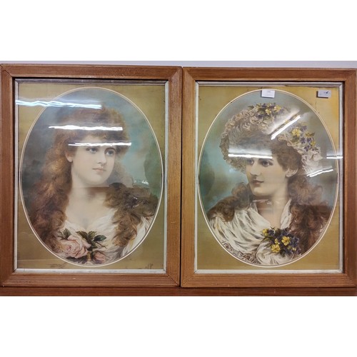 296 - A pair of 1930's prints of ladies, framed