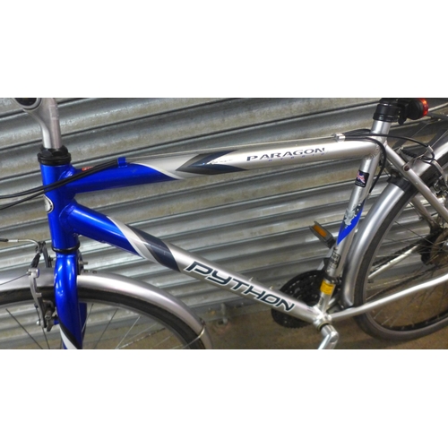 5171 - A Python Paragon Hybrid aluminium framed gents road bike with mud guards and pannier rack * Police r... 