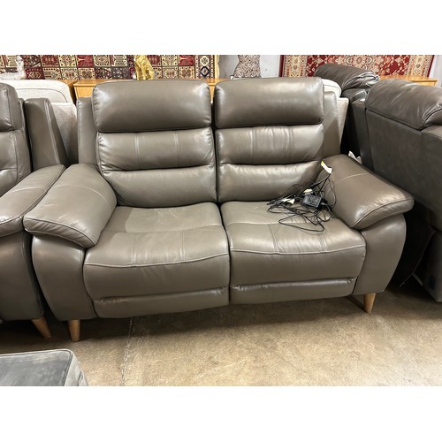 3022 - Ava Storm Grey Leather 2 Seater electric reclining sofa (no power leads), Original RRP £874.99 + Vat... 