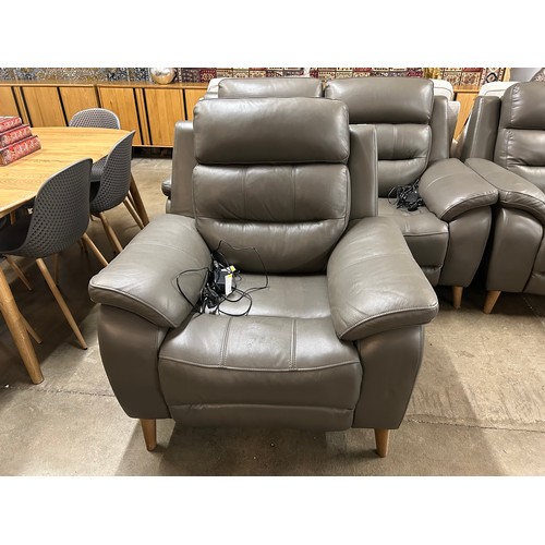 3023 - Ava Storm Grey Leather electric reclining armchair (no power leads), Original RRP £549.99 + Vat (421... 