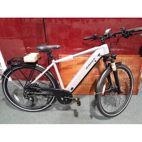 6080 - Dawes Spire 2.0 crossbar electric large hybrid bike - with pan rack, battery and charger - 9 speed s... 