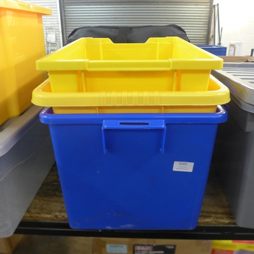 5305 - A quantity of assorted plastic storage boxes