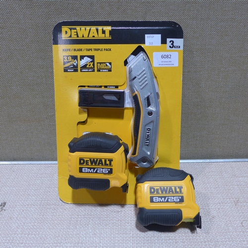 6082 - Dewalt Knife and two tape measures  (347-348) *This lot is subject to Vat