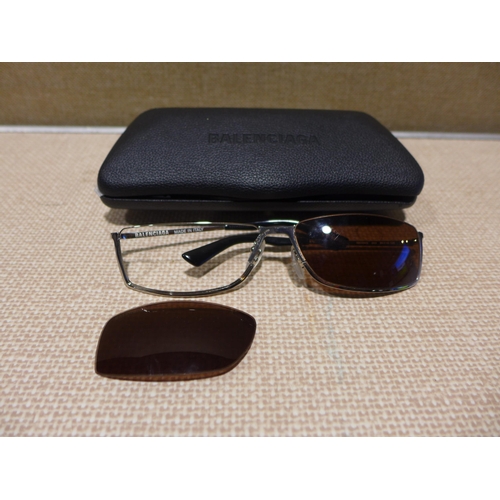 6090 - Balenciaga Silver/Brown Sunglasses (damaged) and Hugo Boss Black Metal Glasses (347-421,425) *This l... 