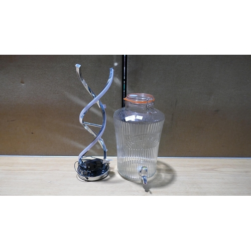 6039 - Artika Chrome Table Led Swirl Lamp And A Kilner Drink Dispenser  (347-304,308) *This lot is subject ... 