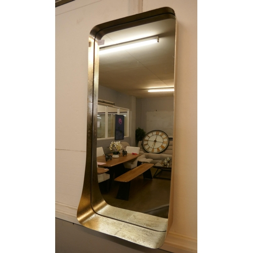 3021 - A silver hanging shelf mirror