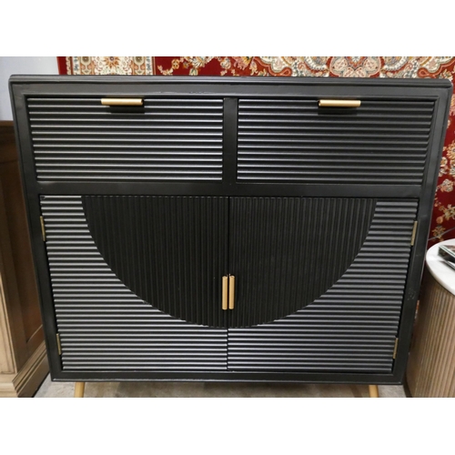 3057 - A black two door, two drawer sideboard