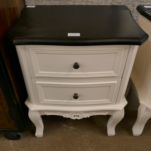 3119 - A white two drawer bedside with contrast top