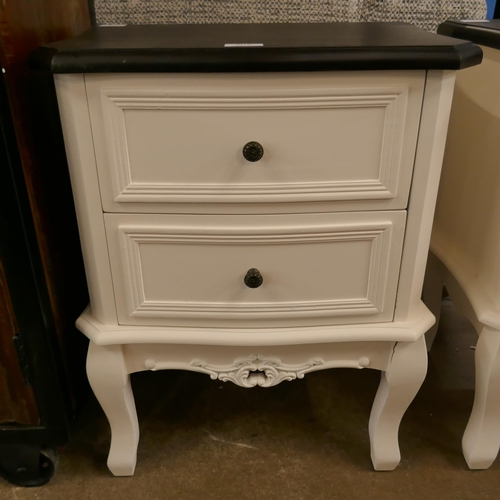 3119 - A white two drawer bedside with contrast top