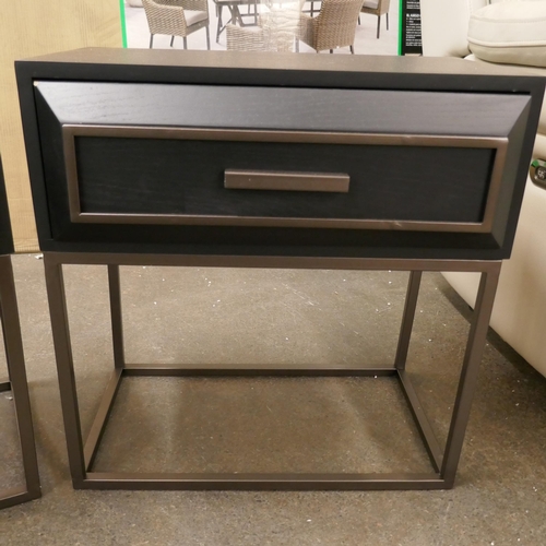 3131 - A pair of black bedside tables