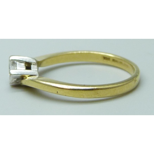 7042 - An 18ct gold diamond solitaire ring, 0.2ct diamond weight stamped to the shank, 2.9g, M