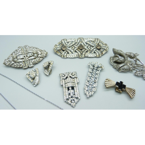 7144 - A collection of marcasite and paste jewellery including Art Deco