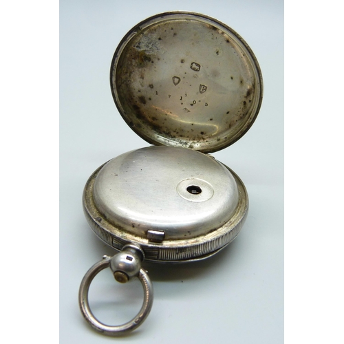 7175 - A Victorian silver pocket watch, A.P. Jones/Ebenezer, London 1877