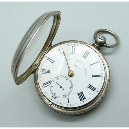 7175 - A Victorian silver pocket watch, A.P. Jones/Ebenezer, London 1877