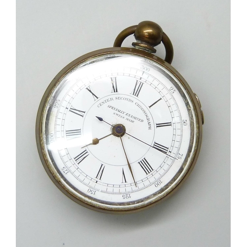 7178 - A Centre Seconds Chronograph pocket watch and a collection of Albert chains, etc.