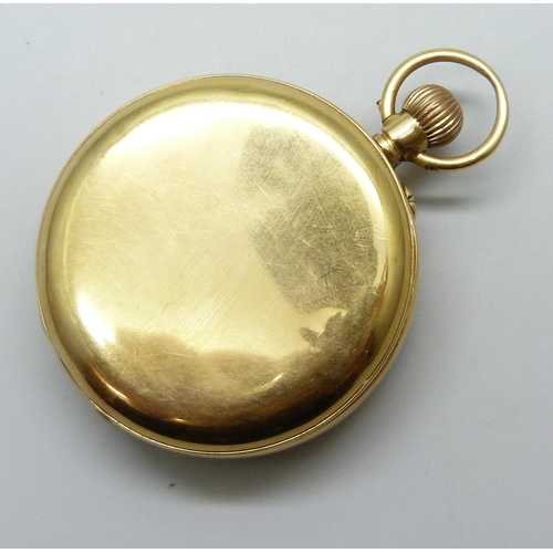 7181 - A 18ct gold cased pocket watch, presentation inscription to inner cuvet, total weight 88g, 47mm case