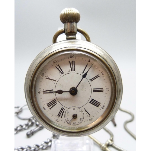 7183 - A collection of advertising watch keys and chains, with a pocket watch