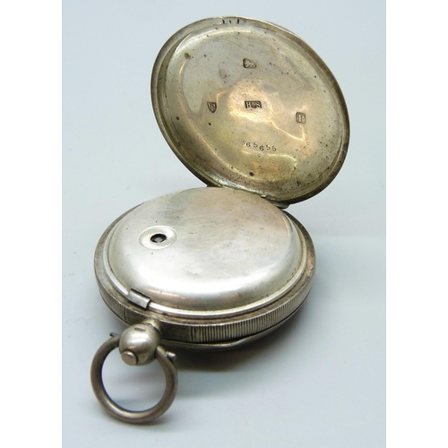 7184 - A silver cased pocket watch, Chester 1898, and a gold plated pocket watch