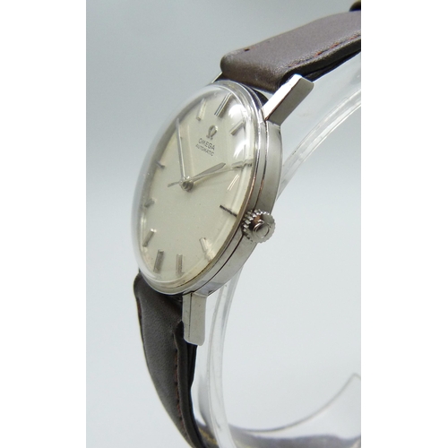 7186 - An Omega stainless steel automatic wristwatch, 33mm including crown