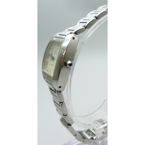 7193 - A Klaus-Kobec diamond set stainless steel wristwatch, 27mm including crown