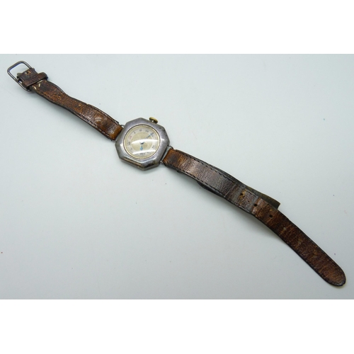 7194 - An Art Deco .935 silver cased wristwatch, 29mm including crown