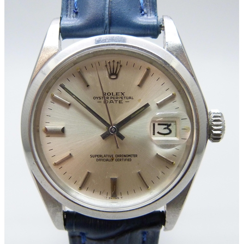 7195 - A Rolex Oyster Perpetual Date wristwatch, reference 1500, 2986541, 1570 cal., 34mm stainless steel c... 