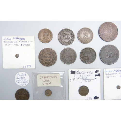 7203 - A collection of Indian coins mainly 18th and 19th century and colonial coinage