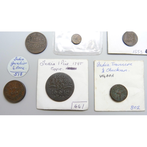 7203 - A collection of Indian coins mainly 18th and 19th century and colonial coinage