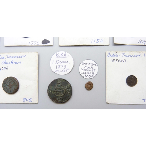 7203 - A collection of Indian coins mainly 18th and 19th century and colonial coinage