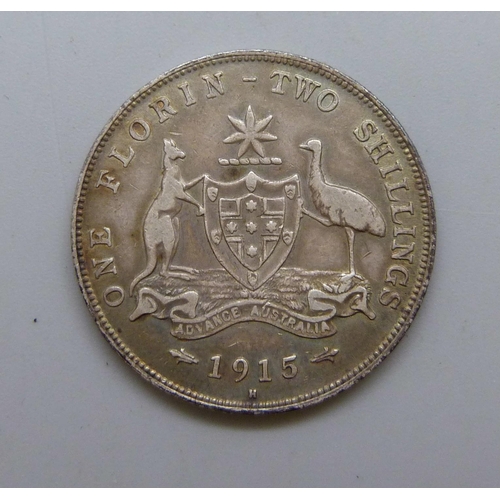 7209B - Coins; 1915 George V Australian Silver Florin key date rare