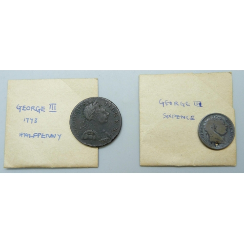 7220 - A collection of pennies and fractional coins, Charles II, George II/III/IV and Victoria, 17th-19th c... 