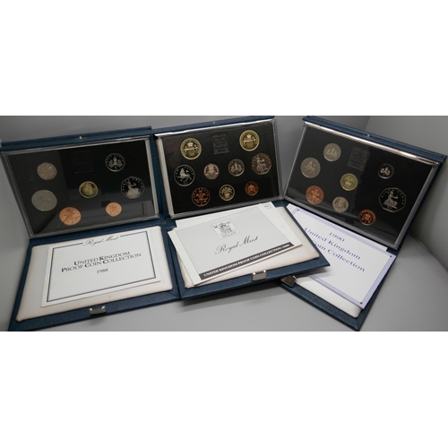 7225 - Three Royal Mint Annual Proof Sets 1988/1989/1990