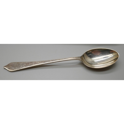 7232 - A set of silver tea spoons, 'Silver Hallmarks' each with a different assay office mark - London, Che... 