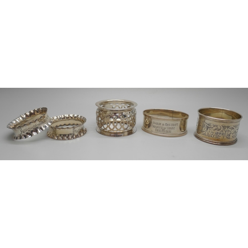 7238 - Five silver napkin rings, 43g