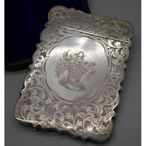 7257 - A Victorian silver card case, Hilliard & Thomason, Birmingham 1869, 55g, 9.5cm x 7cm