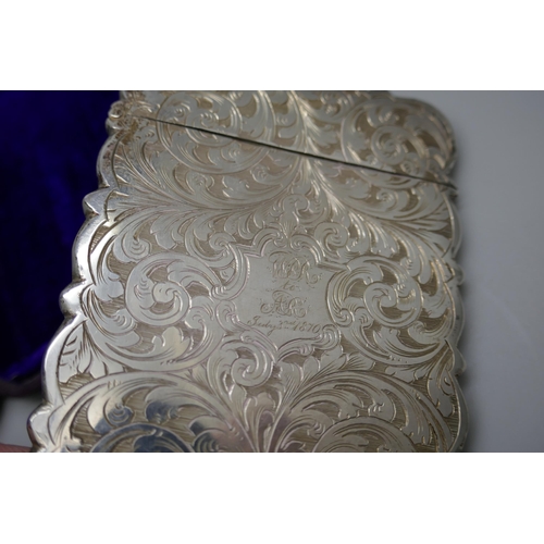 7257 - A Victorian silver card case, Hilliard & Thomason, Birmingham 1869, 55g, 9.5cm x 7cm