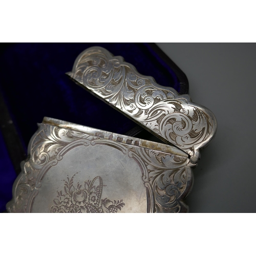 7257 - A Victorian silver card case, Hilliard & Thomason, Birmingham 1869, 55g, 9.5cm x 7cm