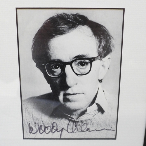 2005 - Two framed black and white publicity photographs, Woody Allen and Robert Fuller, with COA's