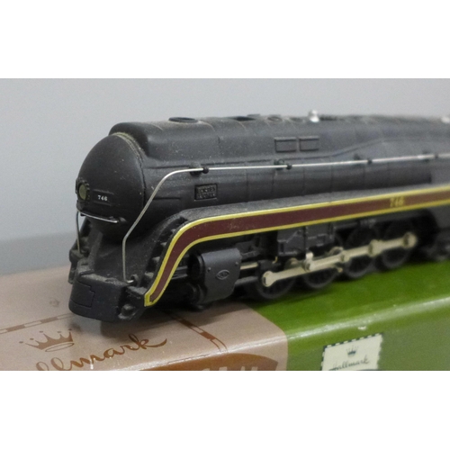 2011 - A Hornby 00 gauge Bulwell Hall model railway locomotive and tender, boxed, and a Hallmark Lionel 746... 