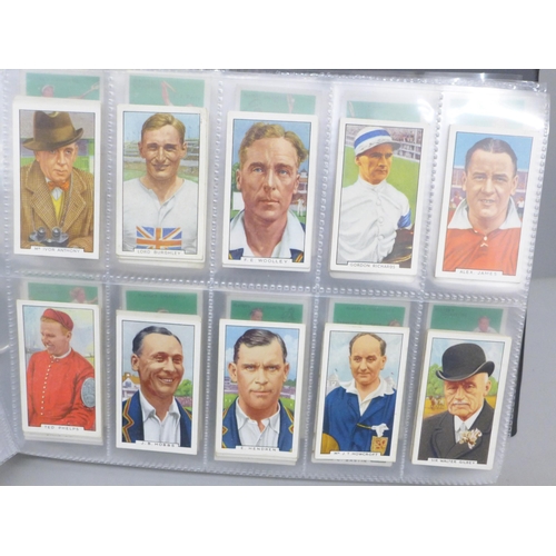 2017 - An album of sporting cigarette cards, including players 'Racing Caricatures', Footballers 1928, Cric... 