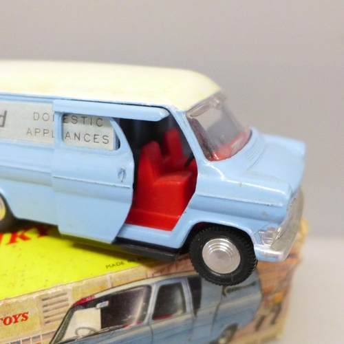 2023 - A Dinky Toys 407 Ford Transit van, boxed, 455 Trojan Van, reproduction box and an Atlas Dinky Toys 4... 