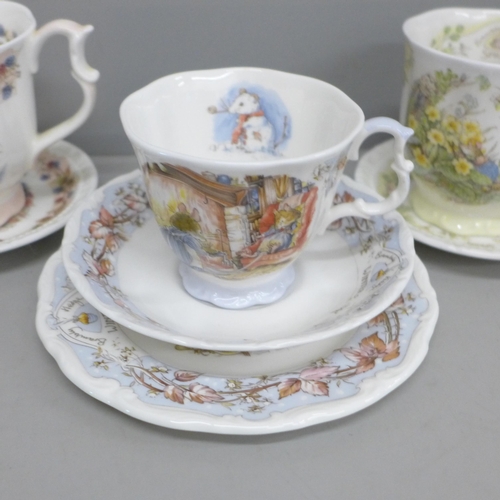 2049 - Four Royal Doulton Brambly Hedge cups, four pin dishes and a Winter trio