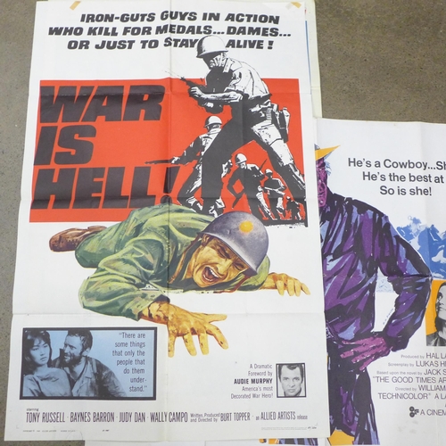 2077 - Three film posters, Town Tamer, Monte Walsh and War Is Hell!